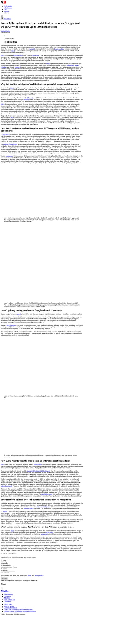 Luma AI Launches Uni-1: A Model That Outscores Google and OpenAI While Costing 30% Less